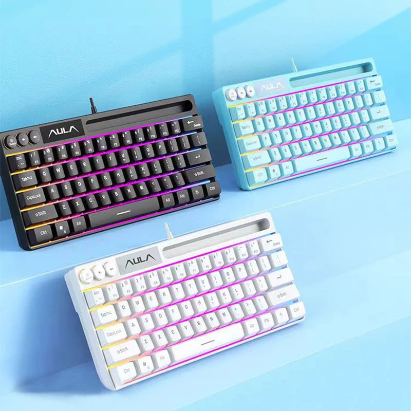 AULA F3061 Mechanical Touch Feel Keyboard 61 Keys Wired Mini Keyboard RGB Backlight Keyboard Desktop Laptop Game Keyboard