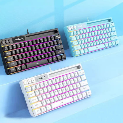 AULA F3061 Mechanical Touch Feel Keyboard 61 Keys Wired Mini Keyboard RGB Backlight Keyboard Desktop Laptop Game Keyboard