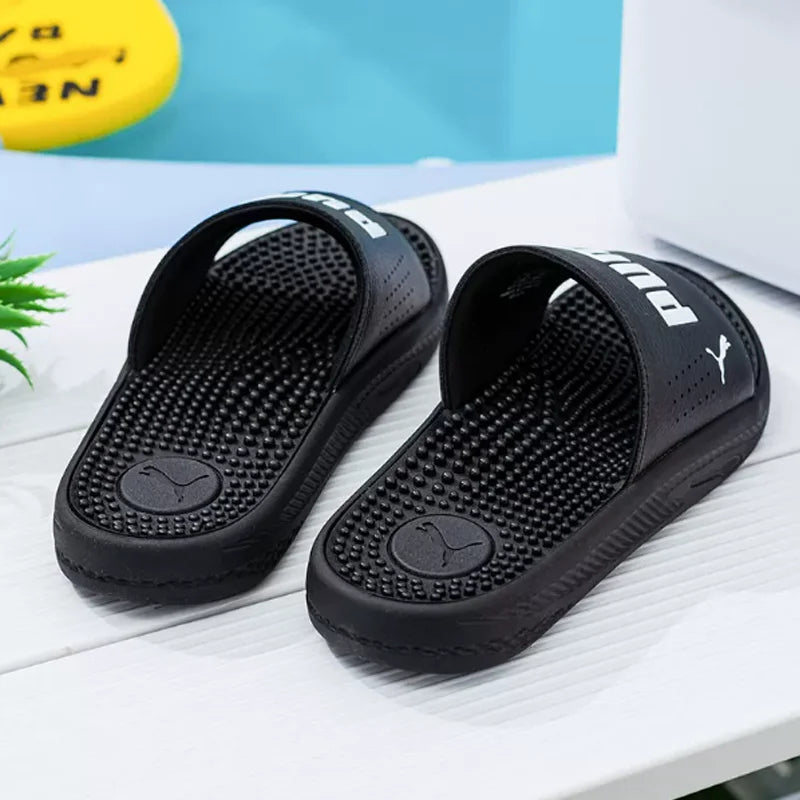 Sandales Puma pour hommes 2026 383062-01, claquettes de douche confortables en EVA noires avec logo blanc, tongs décontractées d'été pour la plage