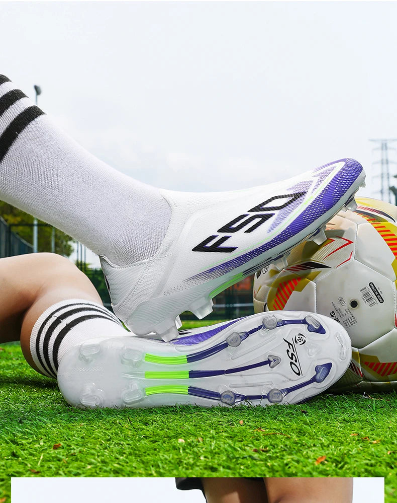 New Men's Football Boots, Non-Slip Outdoor Sneakers, Match Grass Cleats, High-Quality Soccer Shoes, Futsal, Hot-Selling High-Top Light Boots