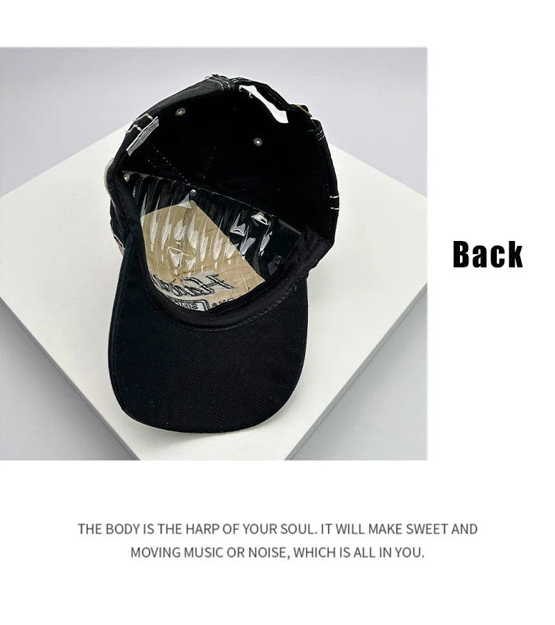 Gorras de béisbol vintage coreanas lavadas para hombre y mujer, de algodón, con cierre snapback, bordado de letras, versátiles, modernas e informales con efecto desgastado
