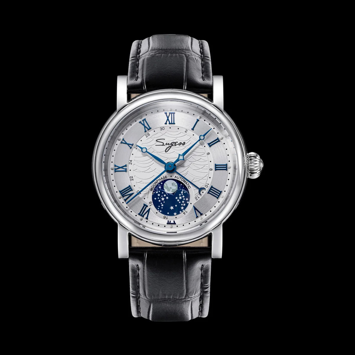 Sugess Moonphase Automatic Mechanical Men's Watch Wristwatches Original Movement ST2108 Waterproof Clock Sapphire Special Date
