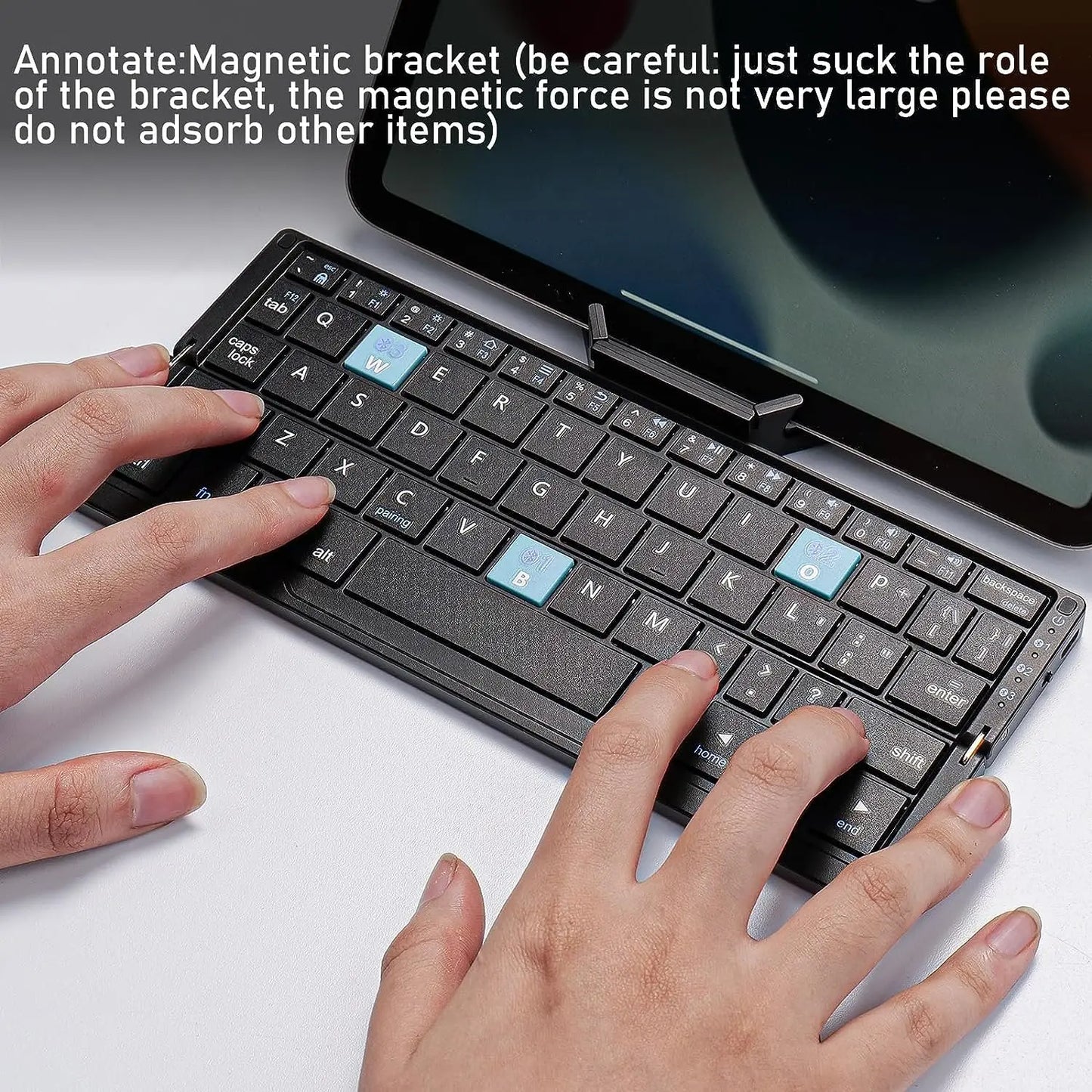 Teclado plegable Jomaa Bluetooth recargable para portátil, iPad y teléfono, mini teclado plegable portátil