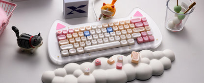 XVX 148 teclas teclas con temática de gatos perfil MAO, teclas coreanas brillantes y adorables para teclado 61 64 68 78 87 96 98 104 108