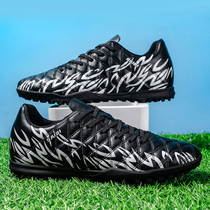Chaussures de football TF multi-terrain adaptables, en tissu PU respirant et doux pour la peau, semelle en caoutchouc antidérapante, stabilité optimale pour l'entraînement quotidien