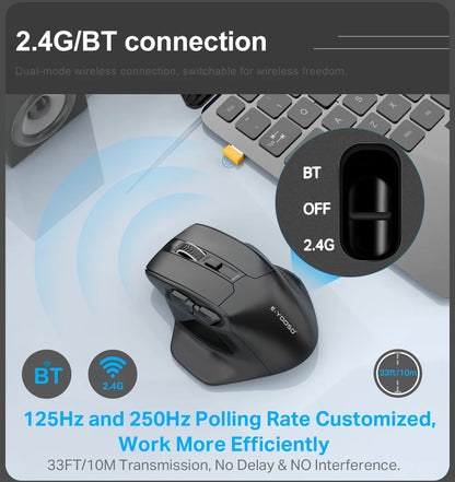 Rato Gaming E-YOOSO X-31 Pro USB Grande com Suporte Bluetooth 2.4G Sem Fios PAW3212 4800 DPI para Gamer, Computador Portátil e PC