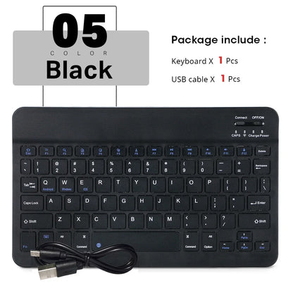 Spanish Russian Arabic Korean Portable 10 Inch Wireless Keyboard and Keyboard Set for iPad Samsung Tablet Laptop iOS Android