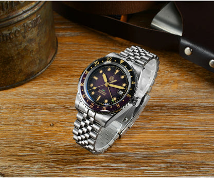 San Martin 2025 Men's Watches, Retro NH34 GMT Sandwich Dial, 40mm Bidirectional Sapphire Bezel, Luxury Sports Watch, 20Bar