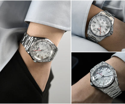 Reloj de lujo para hombre San Martin 39mm con esfera de aventurina, NH34 GMT automático mecánico, zafiro, resistente al agua, luminoso, SN0129