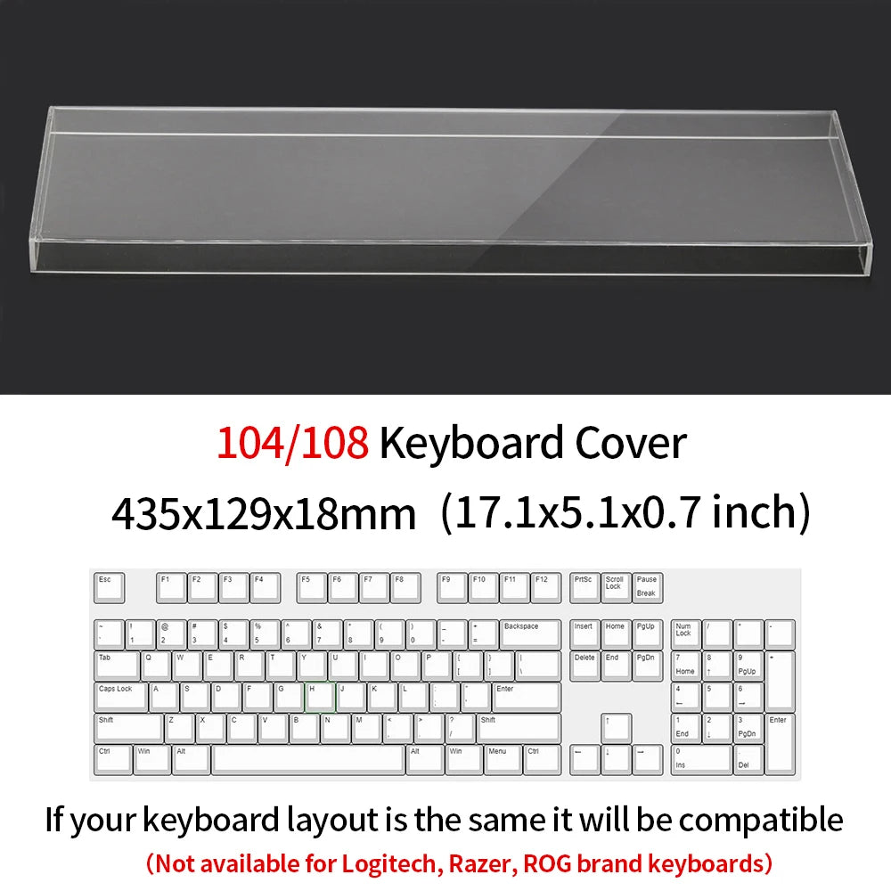 Funda protectora transparente de acrílico para teclado mecánico, cubierta antipolvo para teclado de 60/61/64 96 98 104/108 teclas, funda para ratón y teclado
