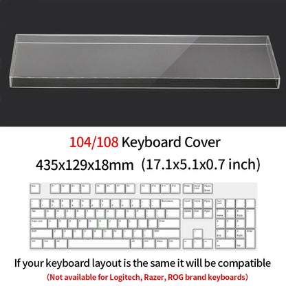 Funda protectora transparente de acrílico para teclado mecánico, cubierta antipolvo para teclado de 60/61/64 96 98 104/108 teclas, funda para ratón y teclado