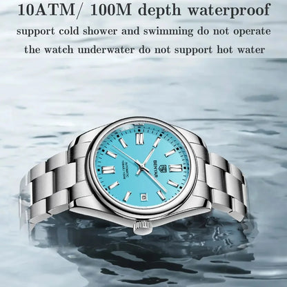 BENYAR 39mm Automatic Mechanical Watch Seagull Movt Men Stainless Steel 100M Waterproof Clock BWG-9 Luminous Reloj Hombre