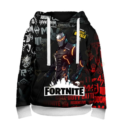 Sweatshirt Fortnite para Crianças Victory Royale 3D com Capuz Estampado para Homem, Mulher e Criança, Pullover Streetwear Gaming para Presentes de Aniversário