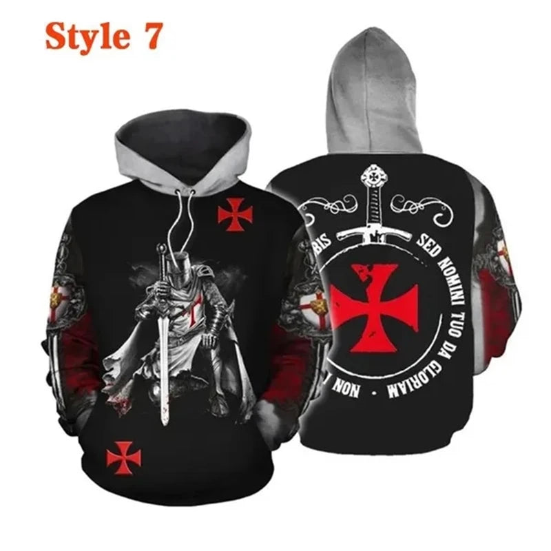 Knight Templar Men's Hoodie Sweatshirt 3D Printed Men Women Casual Hooded Sweatshirts Pullover Hip Hop Harajuku Streetwear Tops