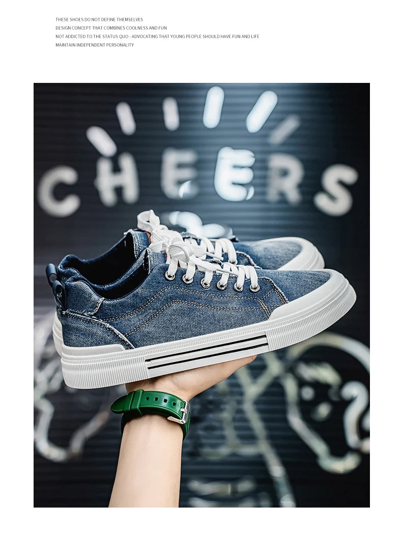 Personalized Spring and Autumn New Men's Shoes, Korean Style Fashionable Large Size Low-Top Casual Shoes, Denim Single Shoes, Versatile Sneakers