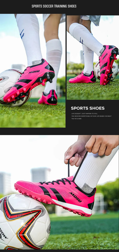 Novas Chuteiras de Futebol para Homem e Mulher, Sapatilhas Desportivas de Interior e Exterior com Pitons Longos e Pitons Partidos para Tapete de Treino de Futebol