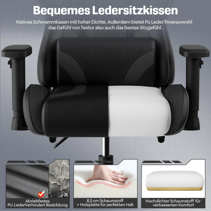 HOMALL Ergonomic Gaming Chair PU Leather Office Chair with Adjustable Armrest, Reclining Swivel Computer Chair for Gaming & Work