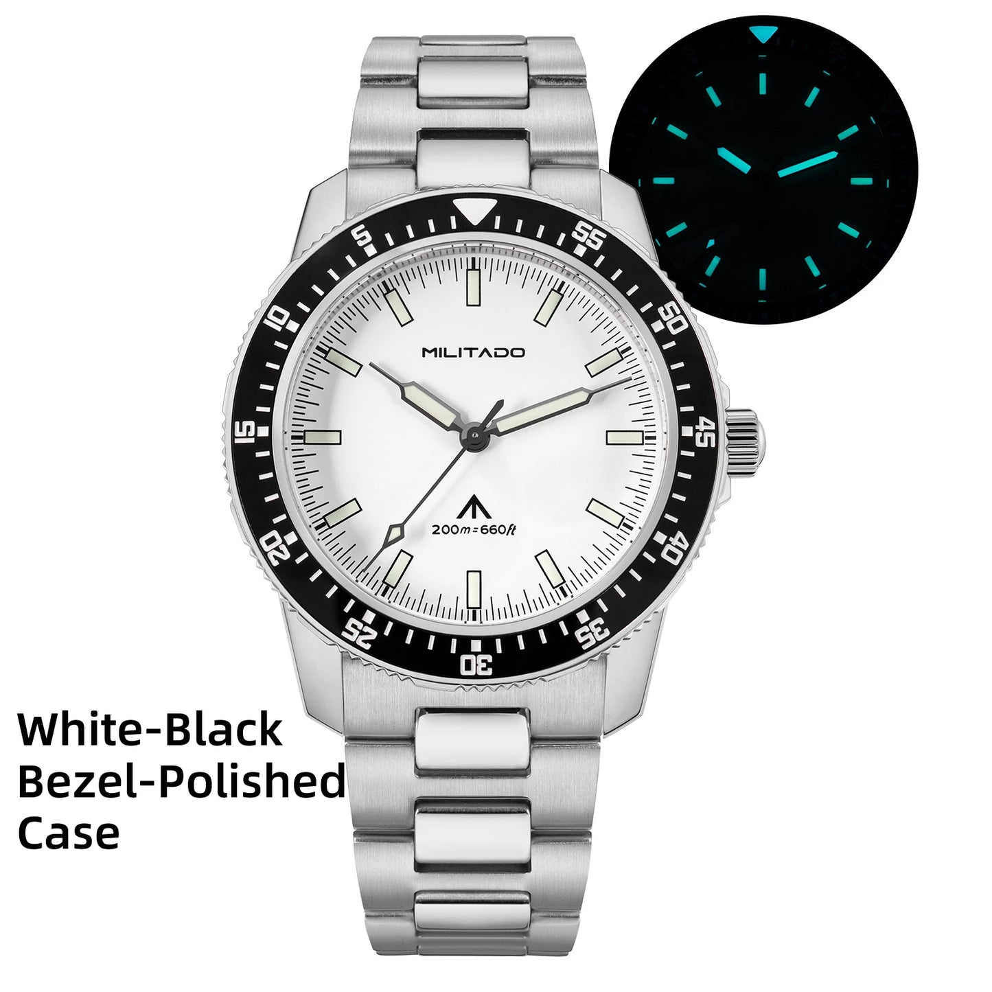 MILITADO ML25 Quartz Dive Watch VH31 Sweep Second Sapphire Crystal 200M Waterproof BGW9 Lume Ceramic Bezel Men Watch