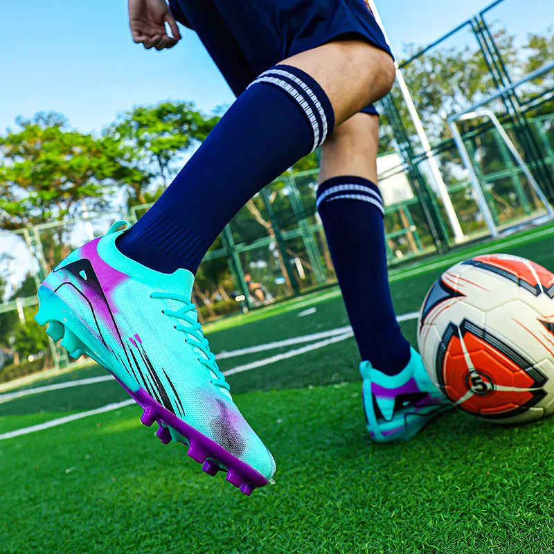 Chaussures de Football professionnelles à fond FG pour hommes, chaussures d'entraînement confortables et durables pour adultes, chaussures de Football à lacets pour adolescents
