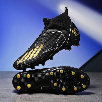 Nouvelles chaussures de football pour hommes, chaussures de sport antidérapantes ultralégères à haute cheville pour l'extérieur, chaussures de futsal antidérapantes pour l'intérieur, chaussures de football de haute qua