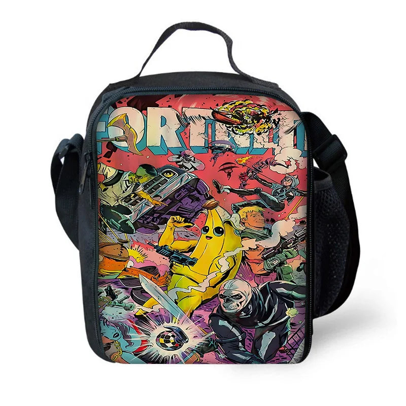 Bolsa térmica infantil de gran capacidad para niño Hot Game F-FortniteS, niña estudiante, picnic al aire libre, lonchera térmica reutilizable con aislamiento