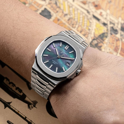 Sugess Man Watch Automatic Mechanical Wristwatches Miyota 9015 Movement MOP Dial Luminous Waterproof 5bar Bracelet Luxury S466