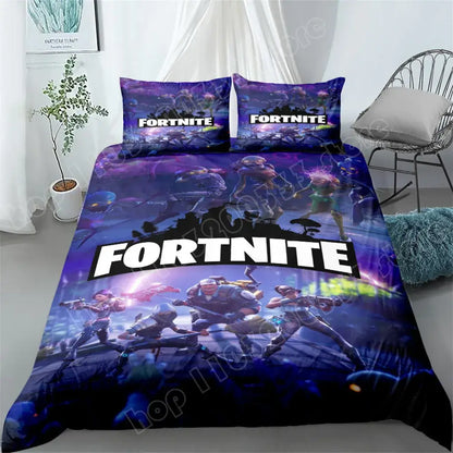 Fortnite Bedding Set 3pcs 3D Printed Bedroom Bed Linens Game Cartoon Decorative Bedding Duvet Cover Pillowcase Birthday Gift