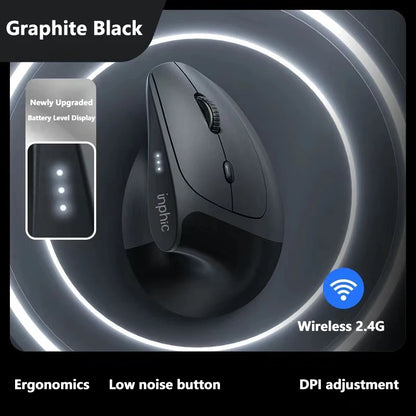 Mouse wireless verticale Inphic X9 PRO, ricarica rapida Type-C, ergonomico e silenzioso, mouse da ufficio per laptop, PC, computer e gaming