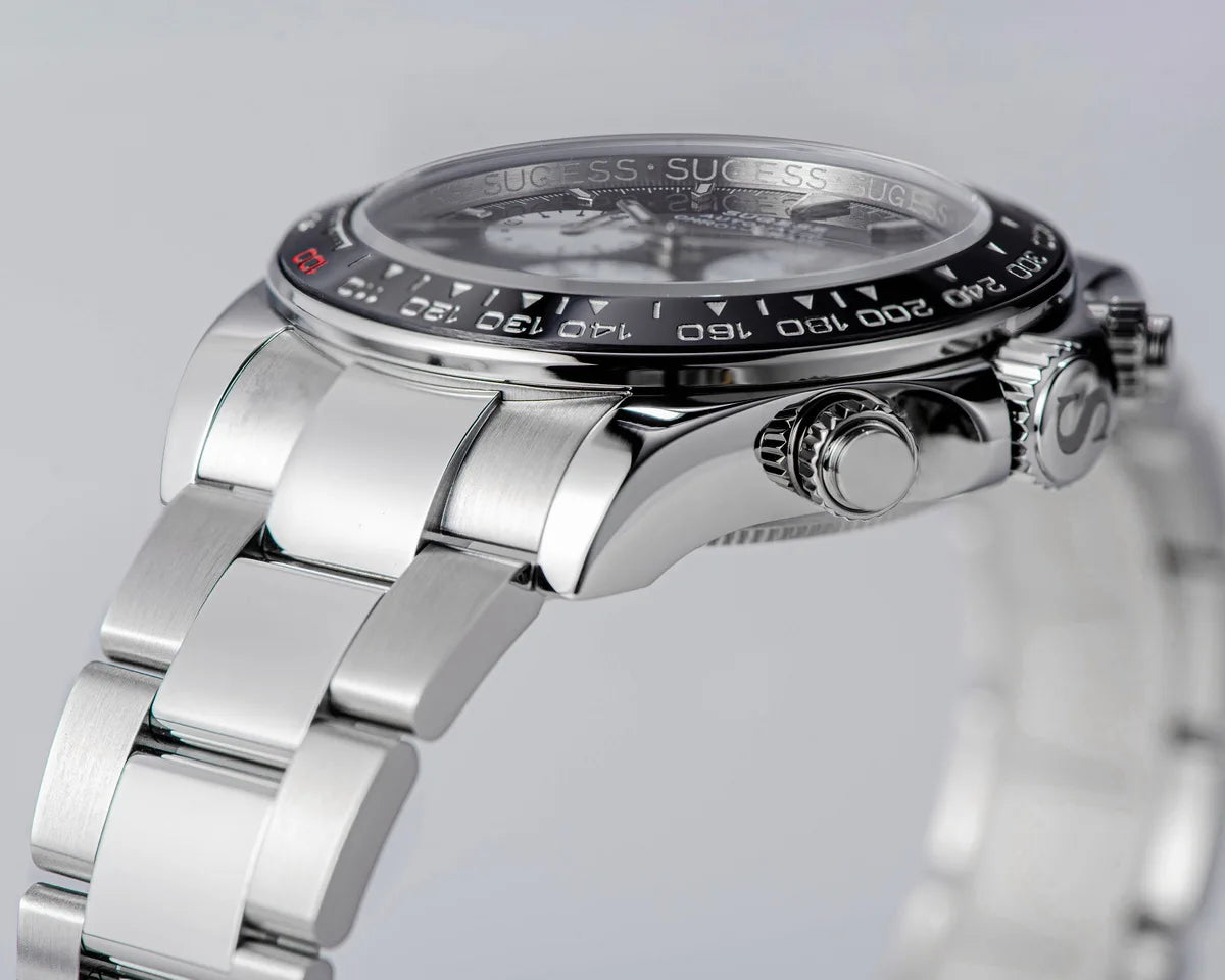 Sugess Panda Chronograph Movement Automatic Mechanical Chronograph Wristwatch Waterproof Diving Men Watches Ceramic Bezel Tona
