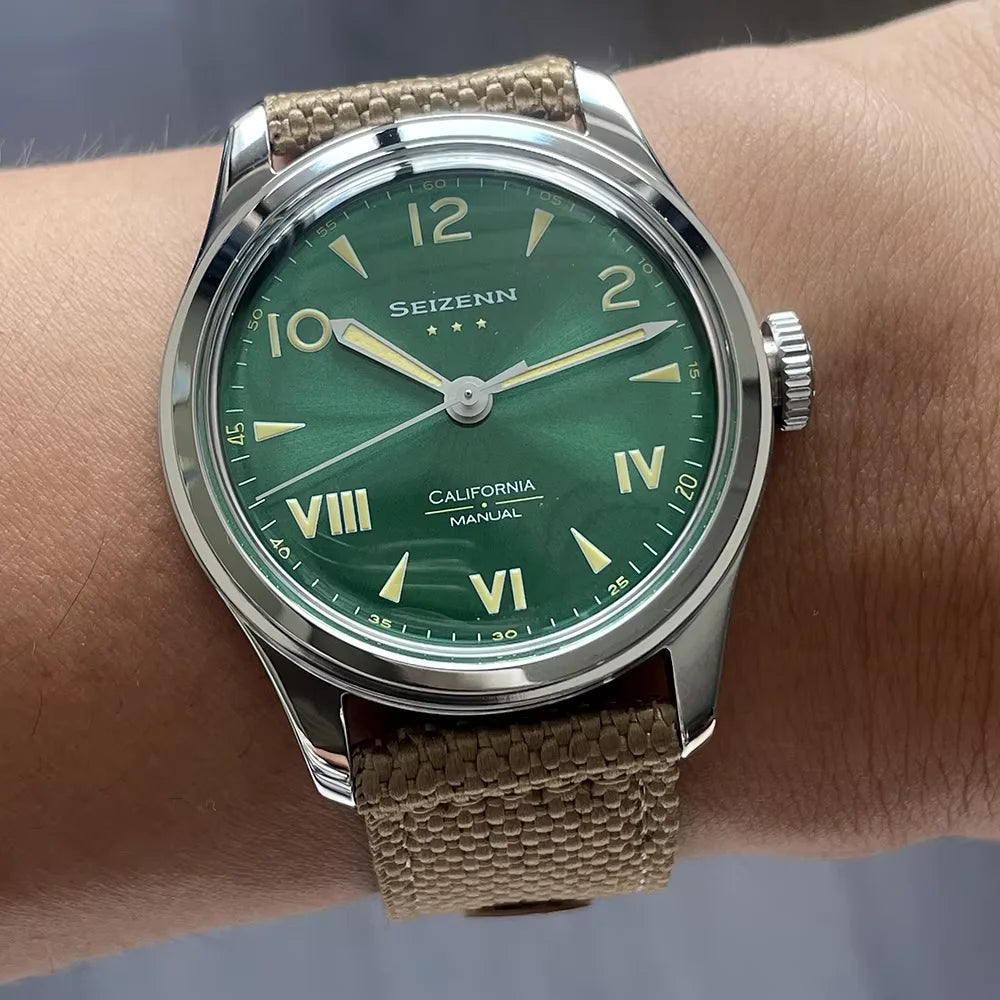 Classic Retro Arrow Pilot Watch Male Mens WWII 12 Mechanical Satch Manual Hand Wind Luminous Stain Steel Merkur 38mm Case