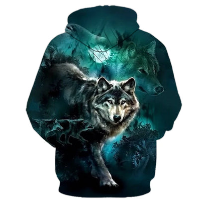 Felpe con cappuccio oversize 3D Animal Wolf da uomo e donna, moda casual, pullover hip hop Harajuku streetwear