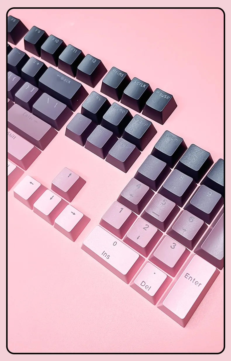 Keycap RGB gamer retroilluminati a gradiente per tastiera meccanica con switch MX, profilo OEM, PBT bianco e blu, layout ISO, tasti fai da te