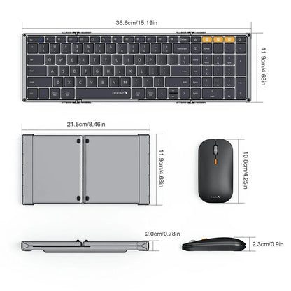 ProtoArc Foldable Keyboard and Mouse, XKM01 Combo for Business Travel 2.4G+Dual Bluetooth Portable  for Laptop iPads Tablets