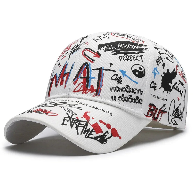 New Fashion Women Men Graffiti Cotton Baseball Cap Unisex Printed Snapback Hat Hip Hop Trendy Outdoor Cap Hat for Men Women