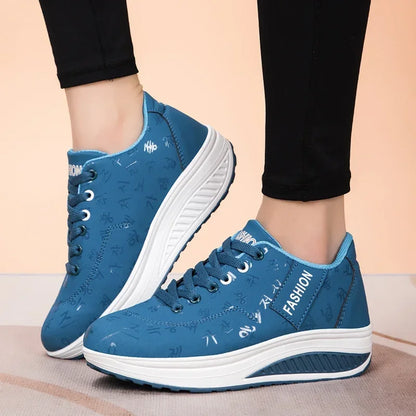 Zapatillas casuales de mujer para exterior con suela gruesa, plataforma de moda, talla grande 42, suela plana, para caminar, deporte, caminatas y running