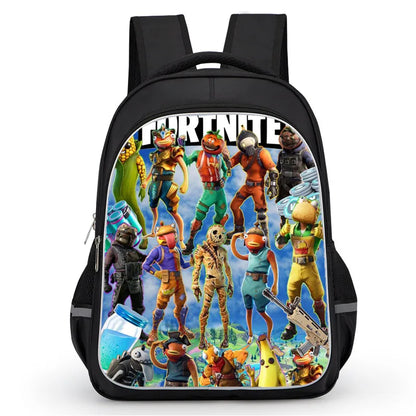 16 Inch Fortnite Cartoon Backpack Unisex for Boys and Girls with Dual Zippers Large Capacity Lightweight Student Backpack