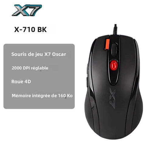Rato Gaming A4TECH X7 X-710BK Oscar, 2000DPI, 1000HZ, roda 4D, memória integrada de 160K, Oscar Mouse Editor, sem driver