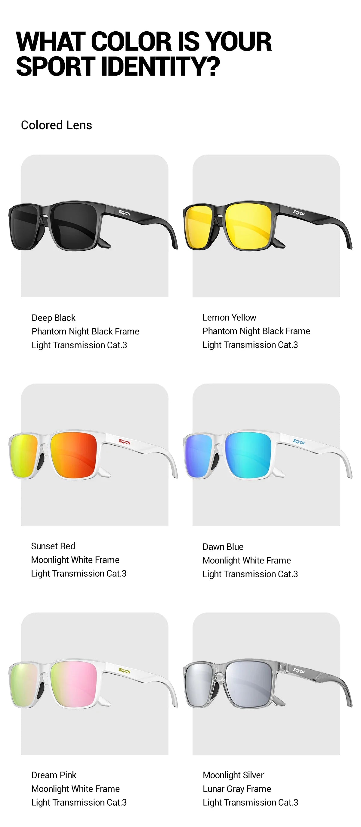 SCVCN Outdoor Polarized Water Sports Beach Ocean Sea Platform Fishing Cycling MTB Sunglasses Bicycle Sports Hiking Eyewear UV400