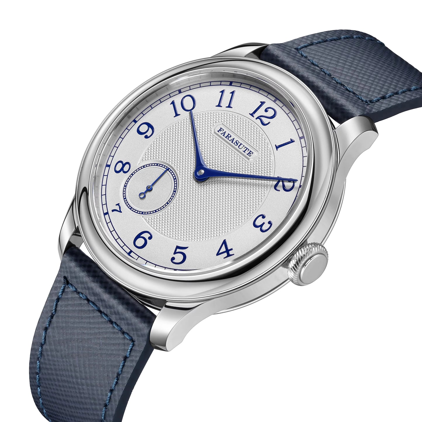 Reloj mecánico manual FARASUTE NEW Machinery para hombre, esfera salmón, ST17, segundero pequeño, estilo vintage, brazalete Bonklip