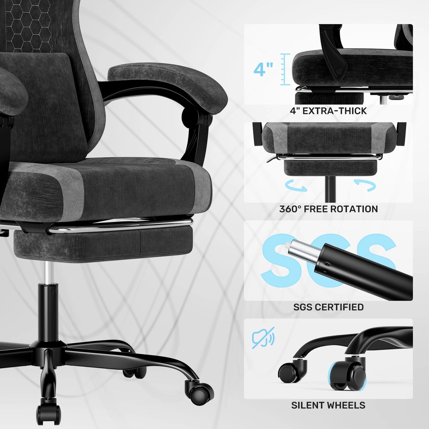 SUKIDA Gaming Chair Breathable Office Chair Office Chair Ergonomic High Quality Fabric Ergonomic PC Chair