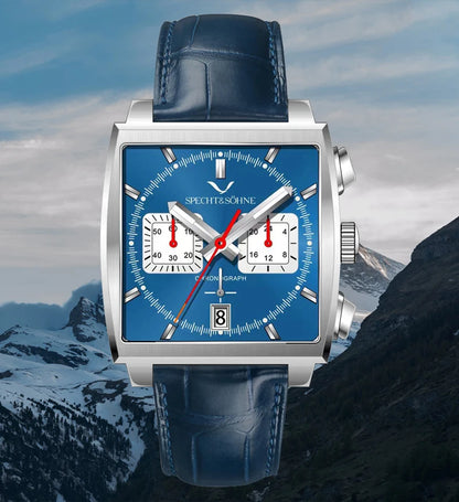 2024 Specht & Sohne New Classic Men's Quartz Watch Blue Color Stainless Steel Japan VK63 Movement Genuine Leather Montre Homme 39MM