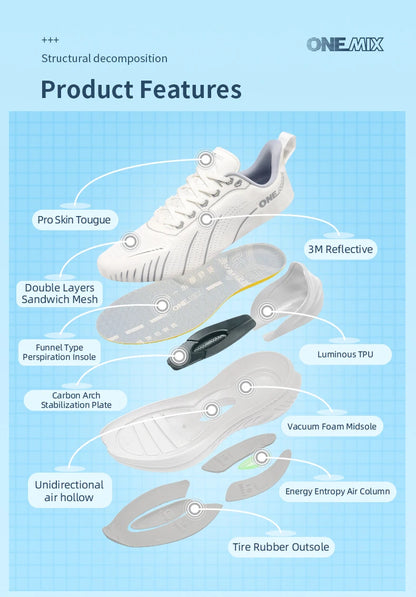 ONEMIX Bumper Elit Racing Running Shoes Cushion Stable Sport Shoes Light Anti-Slip Wearable Walking Sneakers Spring Jogging