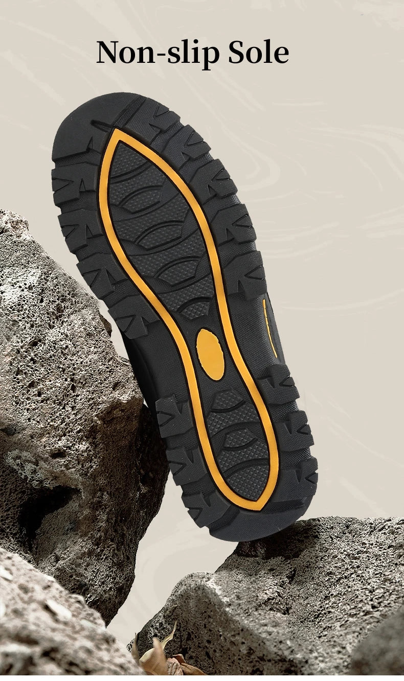 Classic Black Men's Hiking Shoes Outdoor Low-Cut Climbing Walking Shoes Trekking Sneakers Non-Slip Mountaineering Shoes for Men