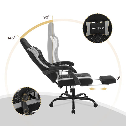 WOLTU Massage Gaming Chair Ergonomic Gamer Chair with Footrest, Lumbar Support, Adjustable Headrest, Swivel Computer Office Chair
