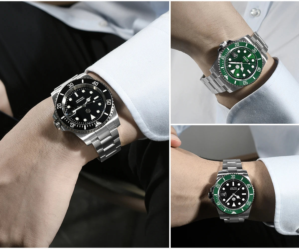 San Martin New 40mm Water Ghost Diver Watch Men Luxury NH35 PT5000 Automatic Mechanical Watch Sapphire Waterproof 200m SN0017