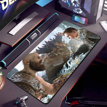Game God Of War Big Mousepad Large Keyboard Desk Mat Pc Computer Gaming Gamer Mouse Pad LockEdge Rubber Non-slip Mats 90x40cm