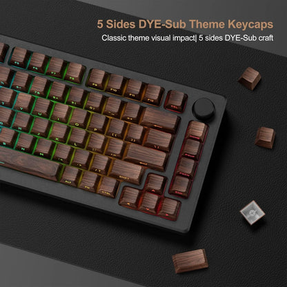 Grano de madera, tecla translúcida de cerezo con grabado lateral en PBT, 126 teclas, personalizada para teclado mecánico 60/84/98/108