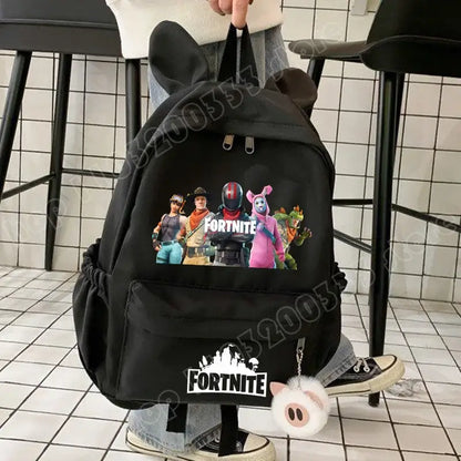 New Fortnite Cartoon Backpack Boy Girl Casual Schoolbag Large Capacity Student Bag Rabbit Ears Travel Backpack Stationary Gift