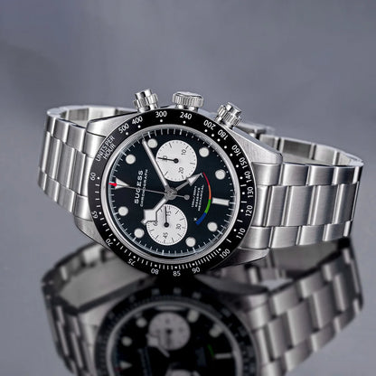 Sugess Chronograph Watch for Mens ST1907 Movement Mechanical Sapphire Crystal Wristwatches Waterproof Pilot Air Force Clock S475