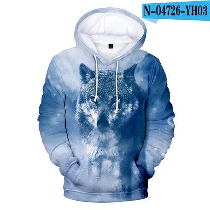 Sweatshirt com Capuz Cool Space Galaxy Wolf para Homem — Lobo Brilhante, Estilo Fashion, Pullover de Primavera e Outono